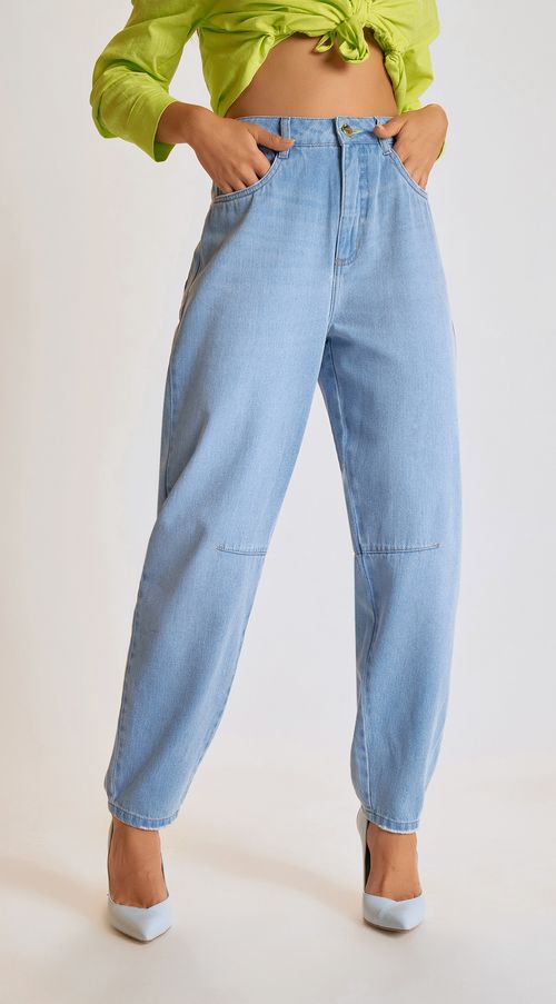 Calca Zinco Curve Cós Alto Detalhe Pesponto Jeans