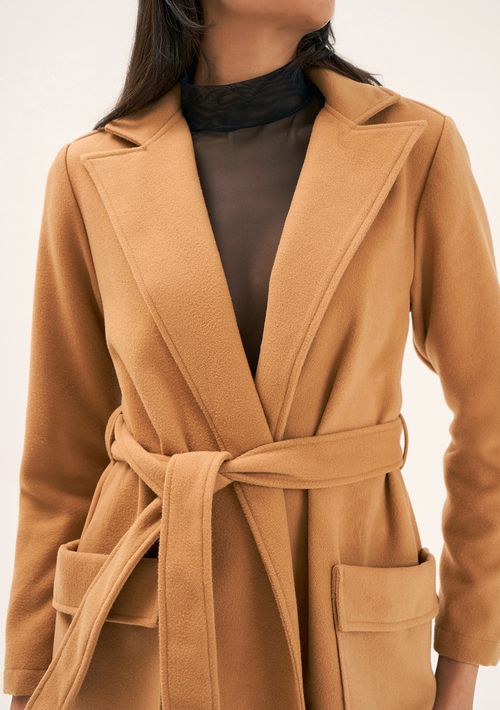 Trench Zinco Coat Com Bolso Marrom