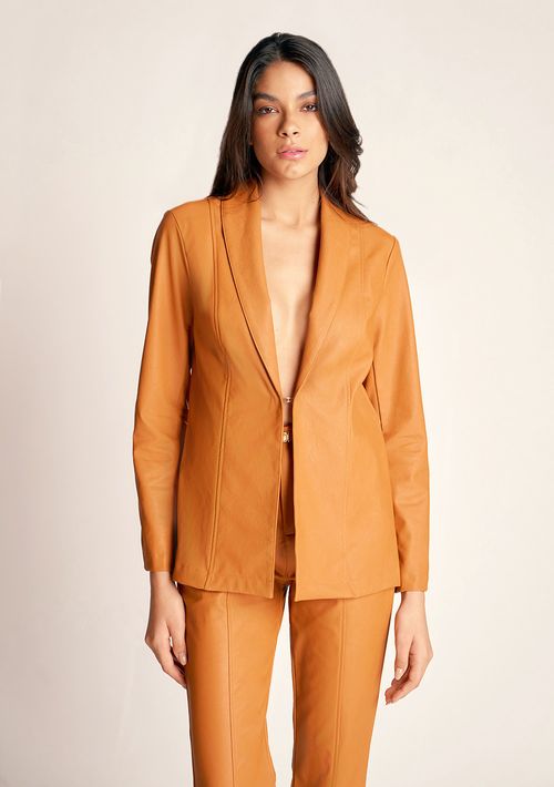 Blazer Zinco Básico Alongado Marrom