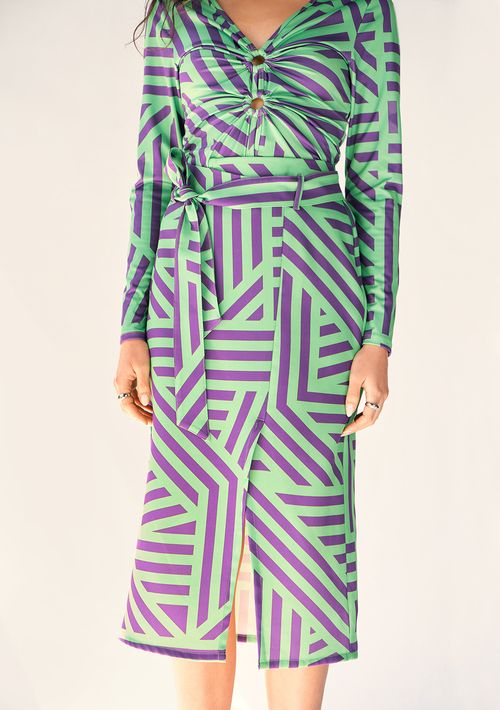 Saia Zinco Midi Reta Com Transpasse Roxo