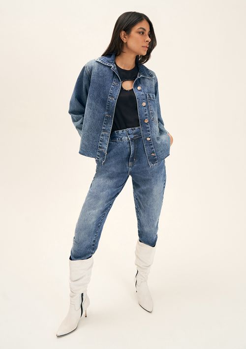 Camisa Zinco Manga Longa Com Bolso Jeans