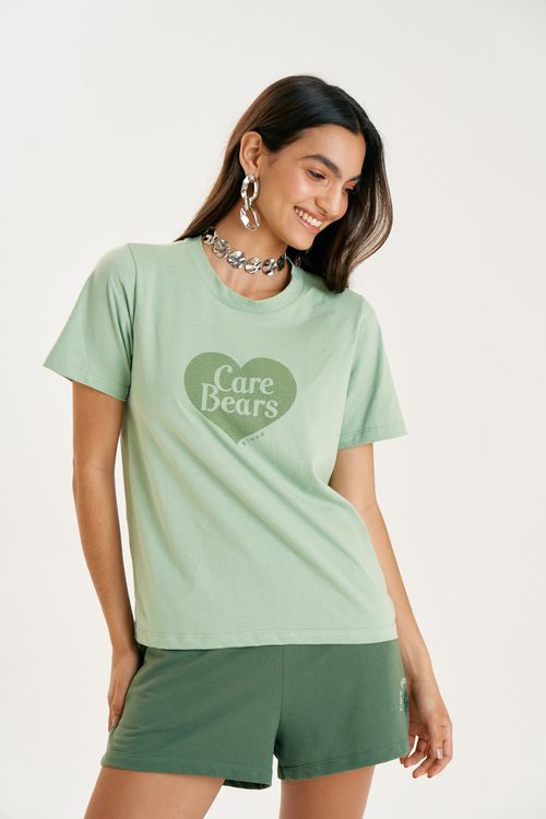 T-Shirt Zinco Decote Redondo Estampa Localizada Verde