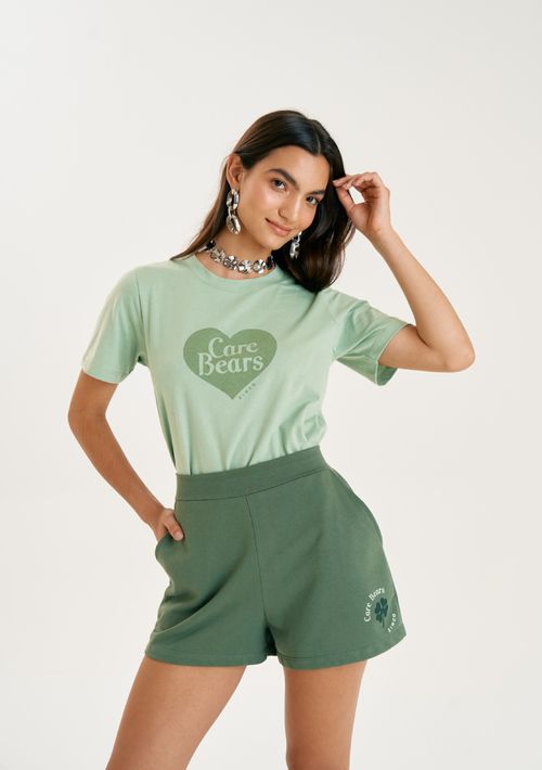 Shorts Zinco Linha A Detalhe Estampado Verde