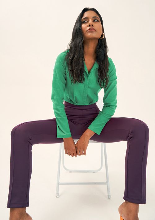 Camisa Zinco Manga Longa Com Pregas Verde