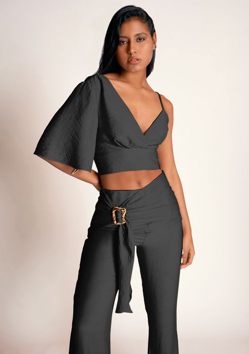Calca Zinco Jogger Cintura Alta Com Fivela Preto
