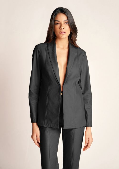 Blazer Zinco Básico Alongado Preto