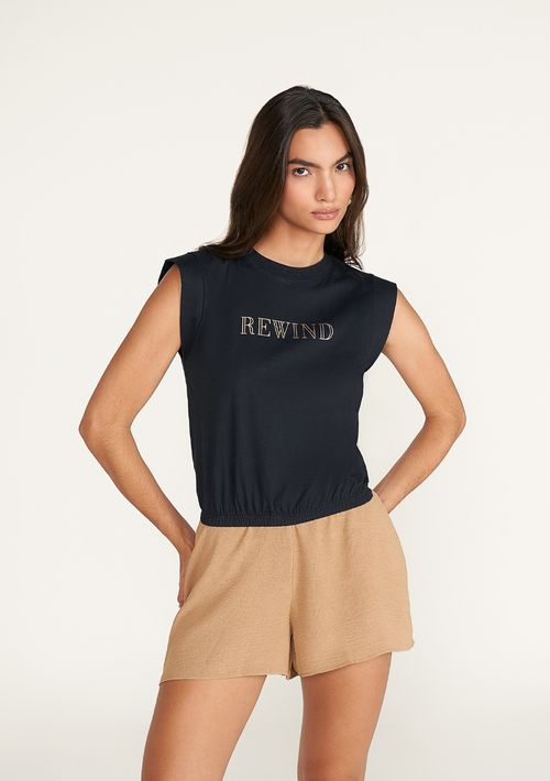 T-Shirt Zinco Decote Redondo Estampa Localizada Preto