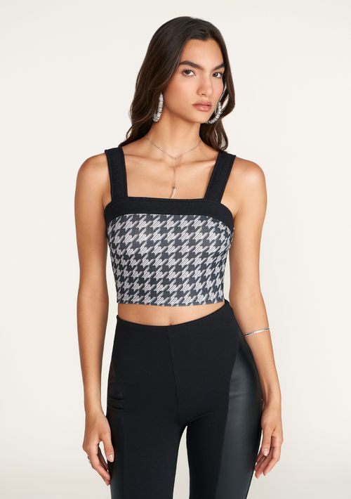 Top Zinco Justo Alça Com Lastex Preto