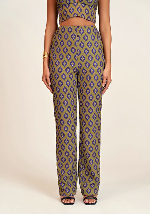 Calca Zinco Reta Cós Alto Básica Verde