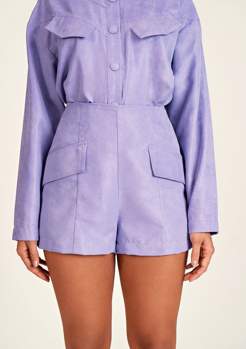Shorts Zinco Linha A Com Lapela Lilas
