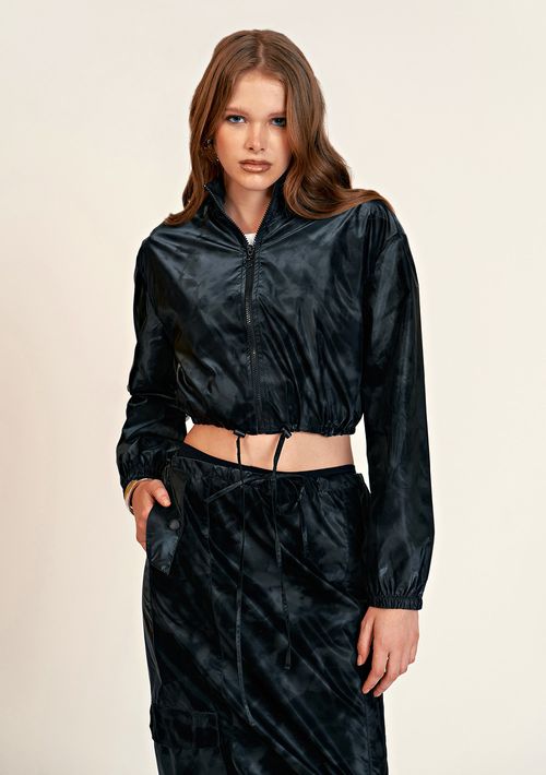 Jaqueta Zinco Curta Detalhe Amarril Preto