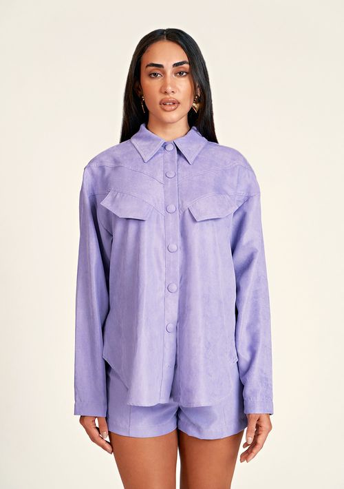 Camisa Zinco Manga Longa Over Lilas