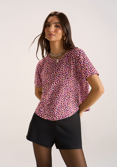 T-Shirt Zinco Decote Redondo Básica Rosa