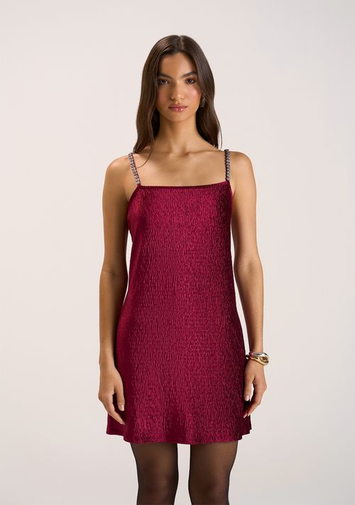 Vestido Zinco Curto Decote Reto Detalhe Bordado Bordo