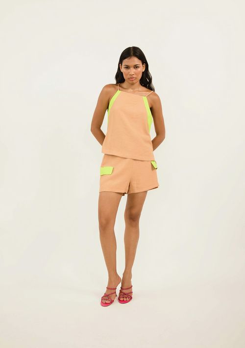 Shorts Zinco Alfaiataria Bicolor Marrom