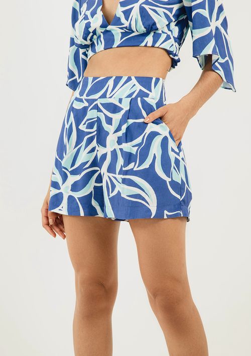 Shorts Zinco Reto Bolso Faca Azul