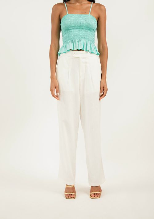 Calça Zinco Alfaiataria Cós Alto Bolso Faca Off White