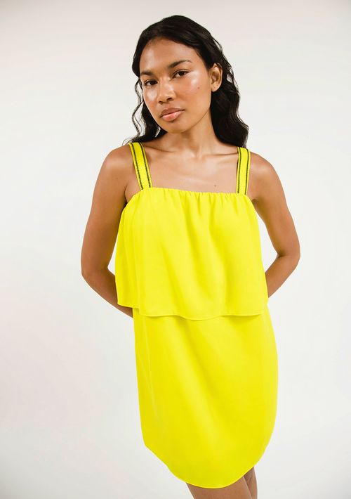 Vestido Zinco Curto Decote Reto Detalhe Alça Verde Claro
