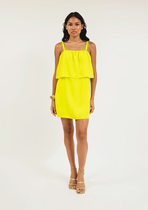 Vestido Zinco Curto Decote Reto Detalhe Alça Verde Claro