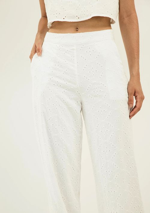 Calça Zinco Reta Cós Alto Bolso Faca Off White