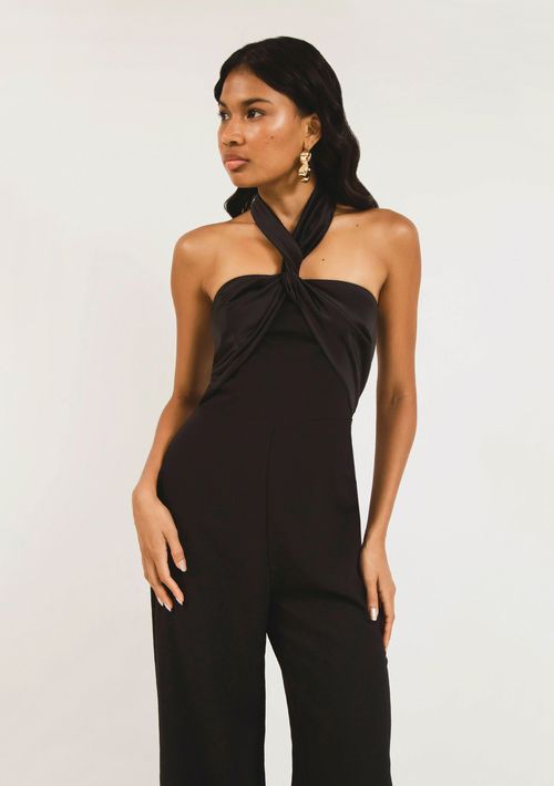 Macacão Zinco Pantalona Com Amarração Preto