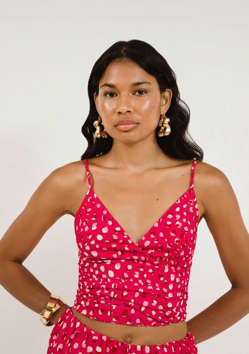 Top Zinco Cropped Alça Com Lastex Pink