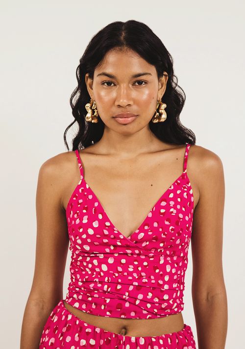 Top Zinco Cropped Alça Com Lastex Pink