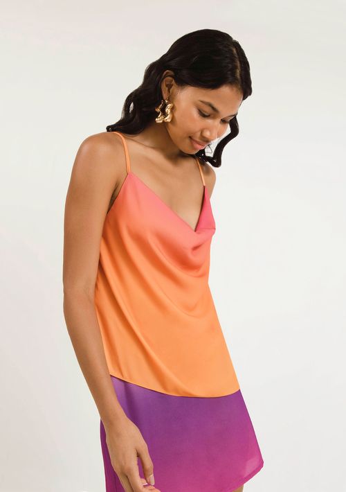 Blusa Zinco Decote Degage Alça Barra Assimétrica Roxo