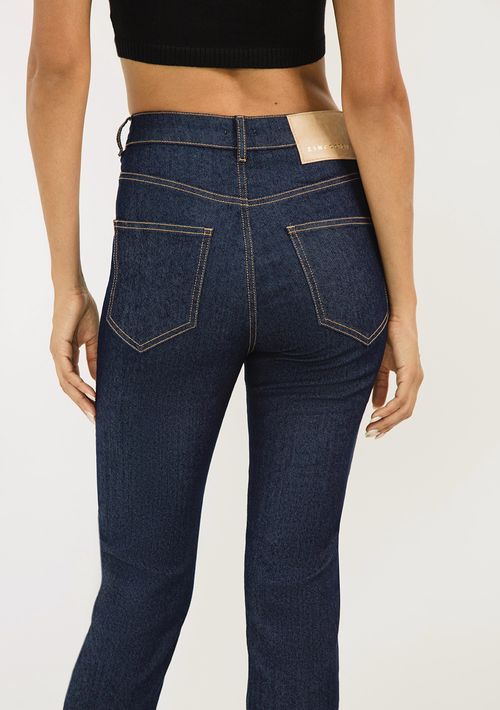 Calça Zinco Skinny Cós Alto Bolso Bordado Jeans