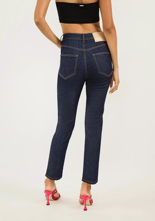 Calça Zinco Skinny Cós Alto Bolso Bordado Jeans