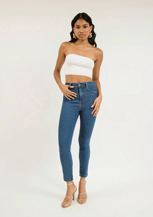 Calça Zinco Cigarrete Cós Alto Básica Jeans