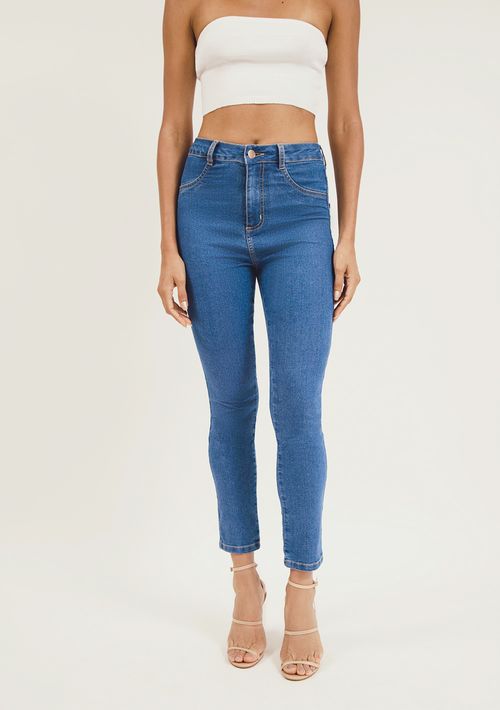 Calça Zinco Cigarrete Cós Alto Básica Jeans