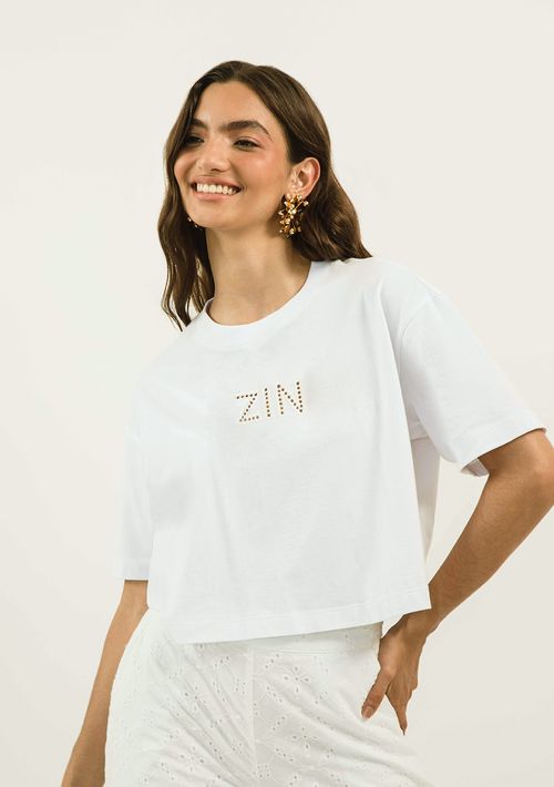 T-Shirt Zinco Decote Redondo Bordado Industrial Branco