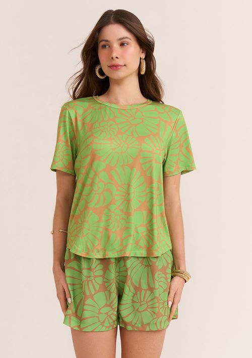 T-Shirt Zinco Decote Redondo Básica Verde Claro