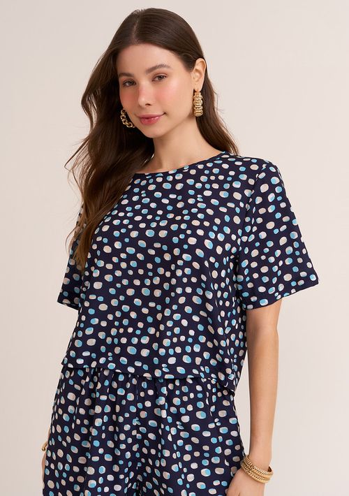 T-Shirt Zinco Decote Redondo Básica Azul