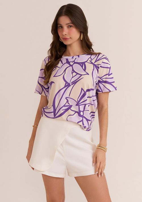 T-Shirt Zinco Decote Redondo Básica Cru