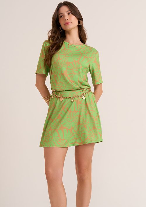 Vestido Zinco Curto Decote Redondo Básico Verde Claro