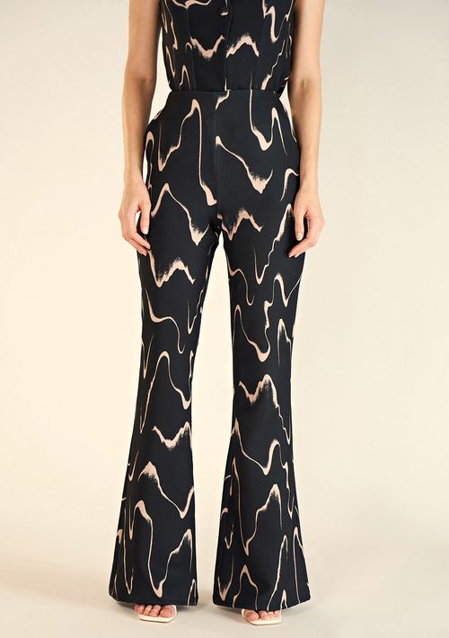 Calça Zinco Flare Cós Alto Bolso Faca Preto