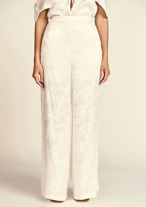 Calça Zinco Pantalona Cós Alto Bolso Faca Off White