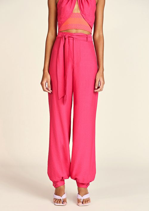 Calça Zinco Jogger Cós Alto Com Faixa Pink