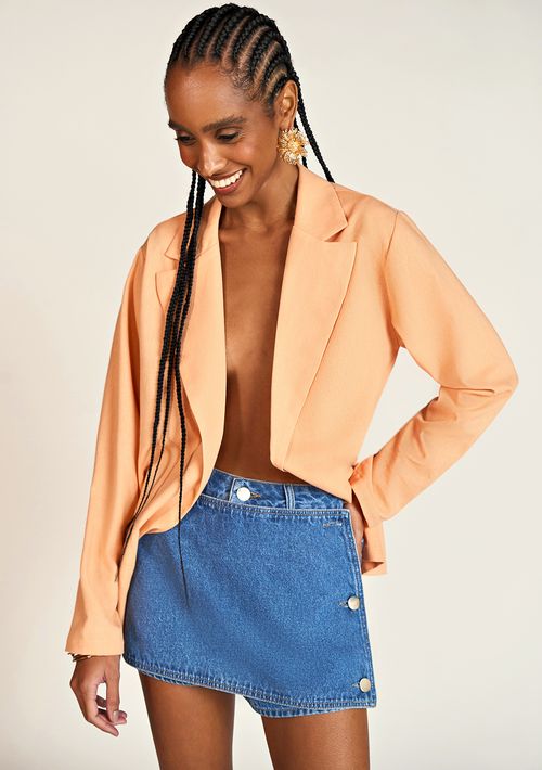 Blazer Zinco Alongado Com Faixa Laranja