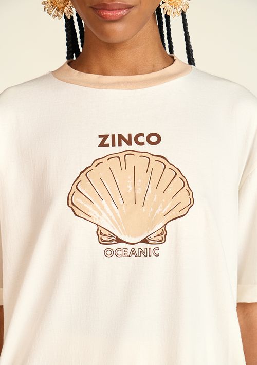 T-Shirt Zinco Decote Redondo Oversized Off White