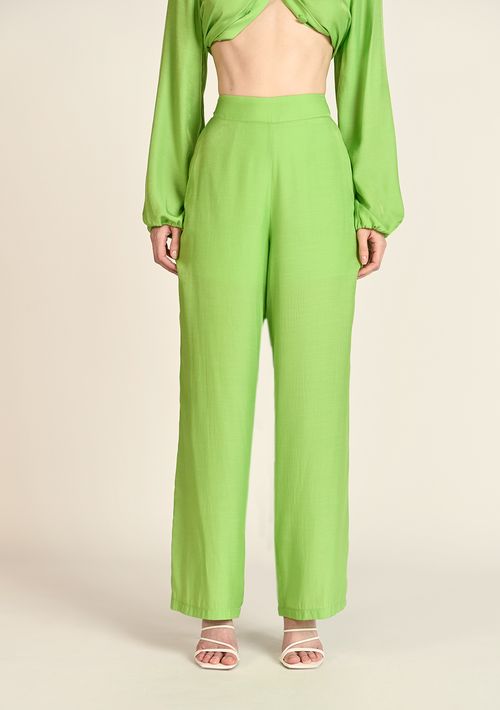 Calça Zinco Reta Cós Elástico Bolso Faca Verde