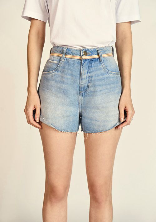 Shorts Zinco Five Pockets Detalhe Galão Jeans