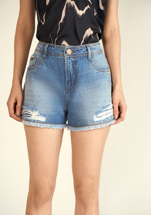 Shorts Zinco Five Pockets Bolso Bordado Jeans