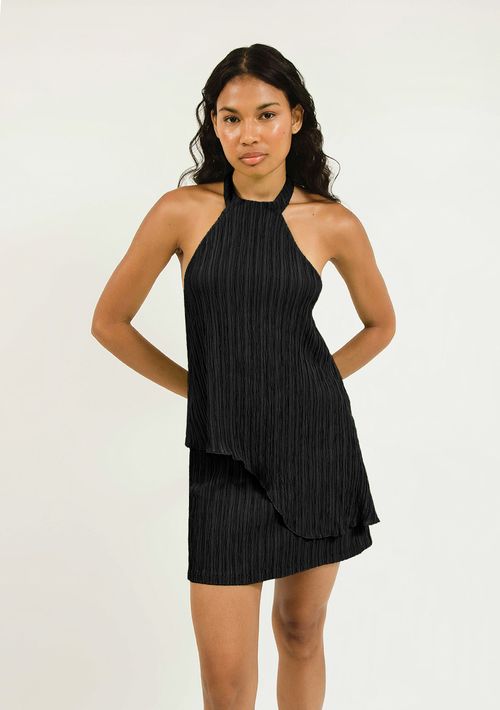 Blusa Zinco Gola Redonda Cavada Assimétrica Preto