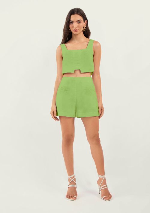 Shorts Zinco Reto Bordado Industrial Verde Claro