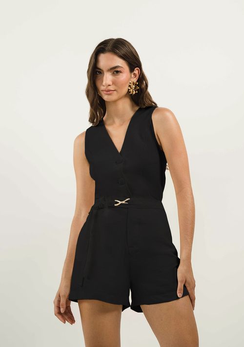 Shorts Zinco Evasê Com Cinto Preto