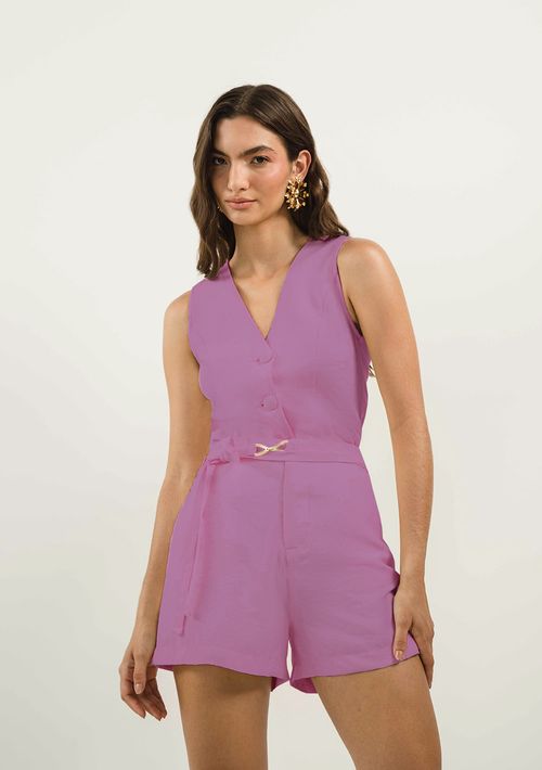Shorts Zinco Evasê Com Cinto Rosa