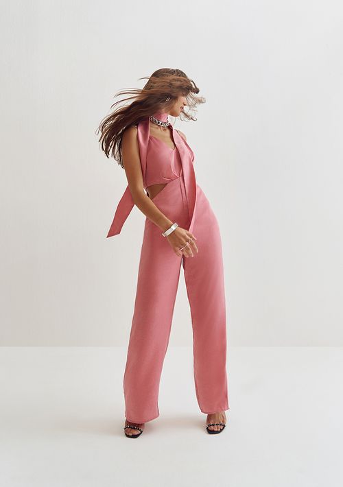 Macacao Lebôh Reto Abertura Lateral Rosa